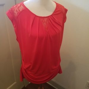 Ruched Side Lace Panel Shirt